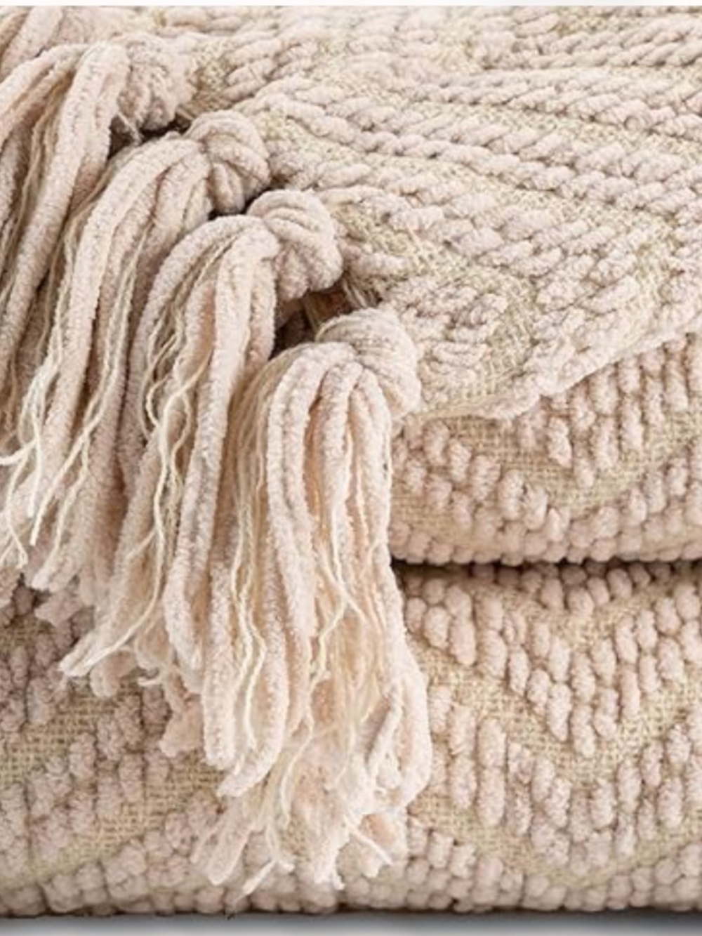 Brielle HOME Beige Knit Zig ZagThrow Blanket 50” x 60” EUC $65 R
